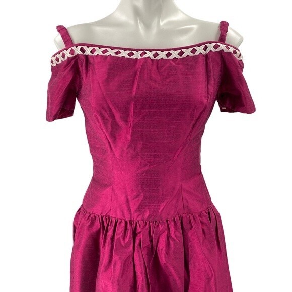 VINTAGE Designer House of Bianchi NY dark pink maxi formal DRESS sz 10 S/M - Picture 7 of 9